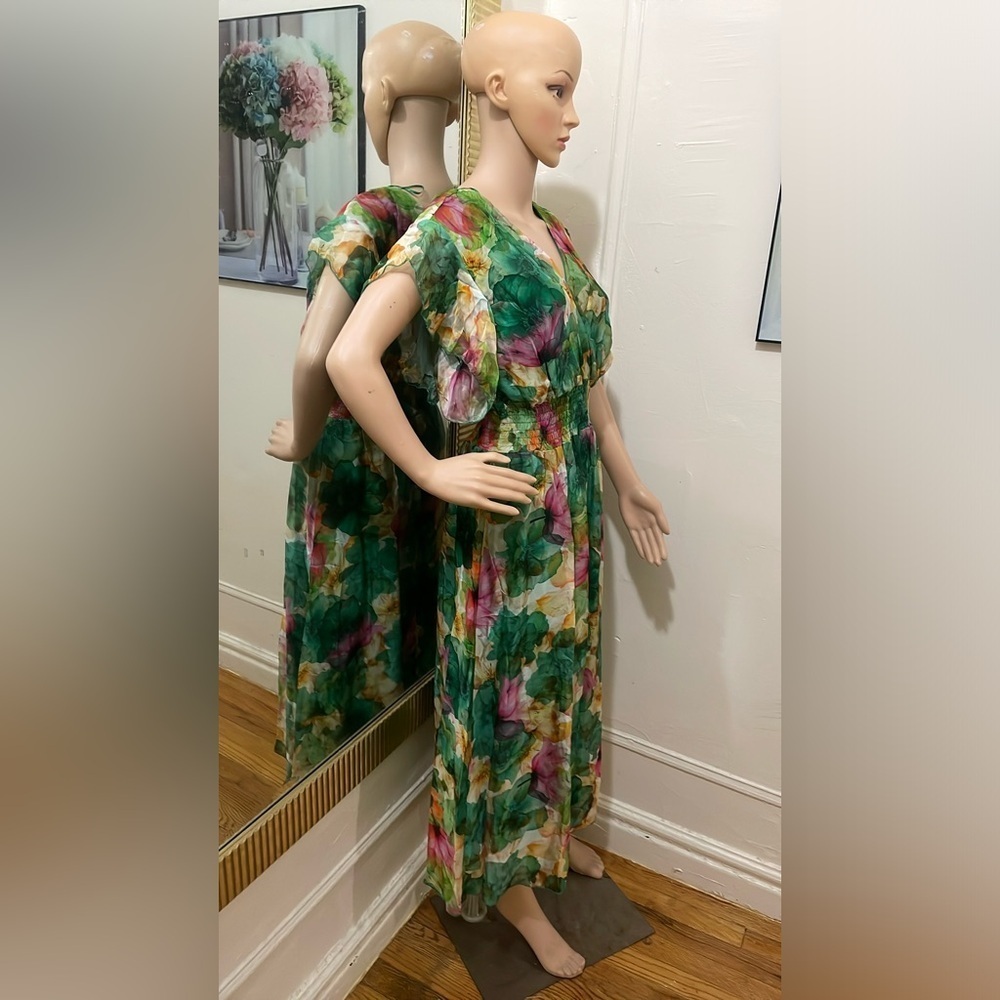 Le Ragazze Green Floral Dress made in Italy - Picture 6 of 10